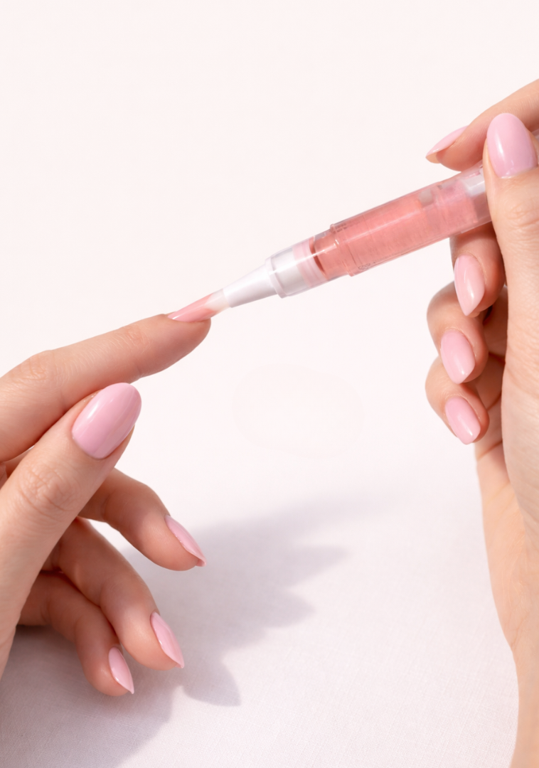 applying cuticle oil to nails for hydration and healthy nail growth