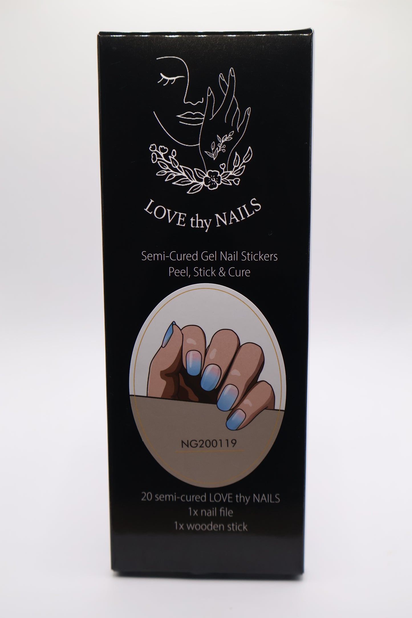 Close up of Ocean Mist semi-cured gel nail stickers packaging