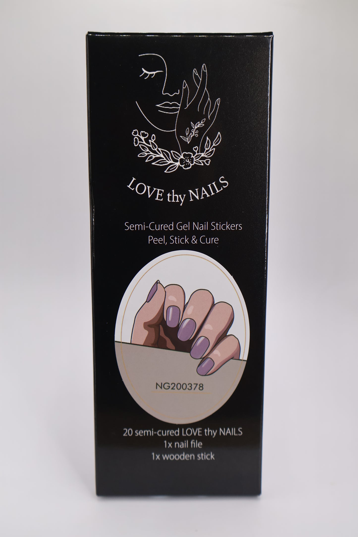 Close up of Boss babe packaging showing Love thy nails brand