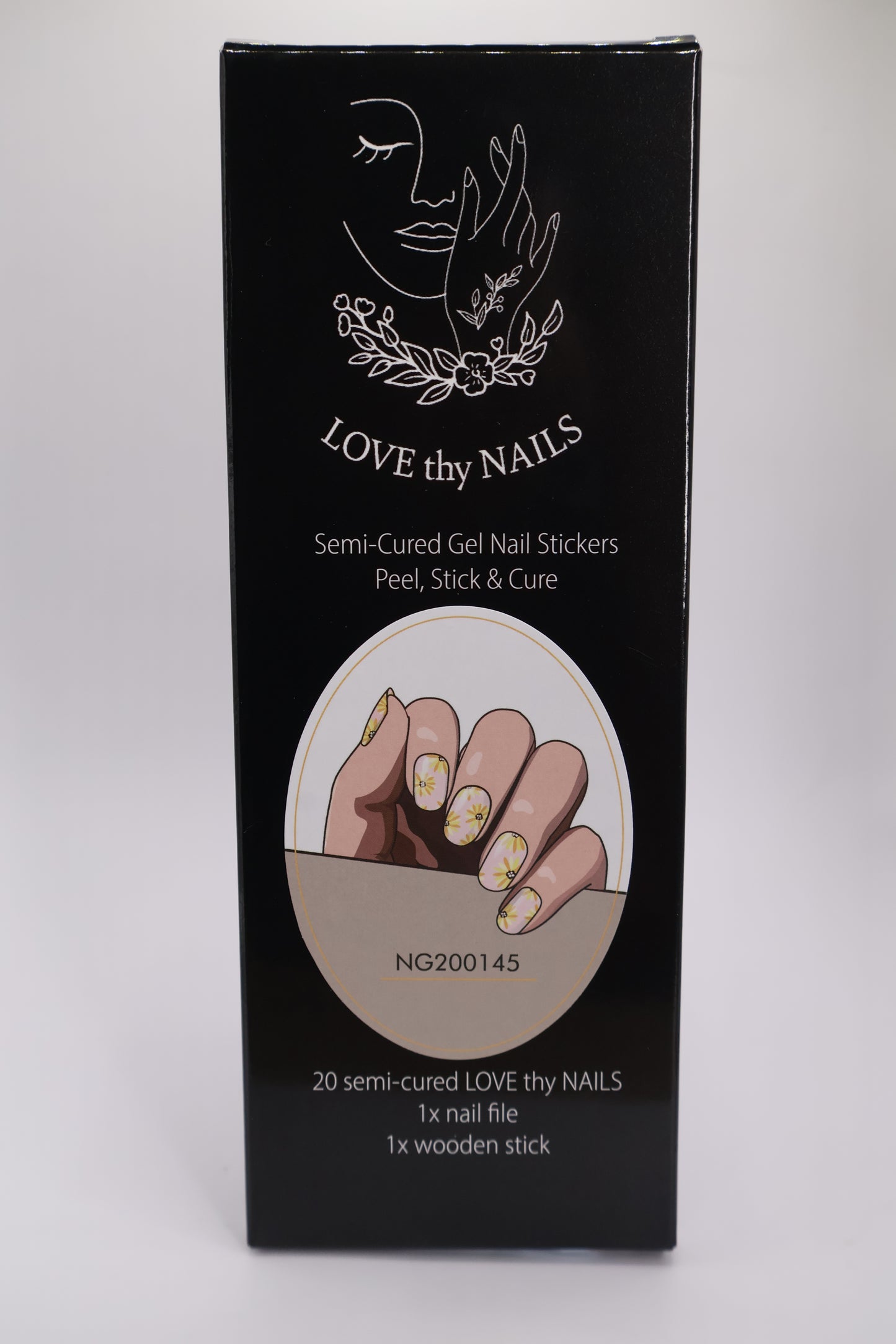 Close up of packaging for Sunkissed & Sweet semi-cured gel nail stickers