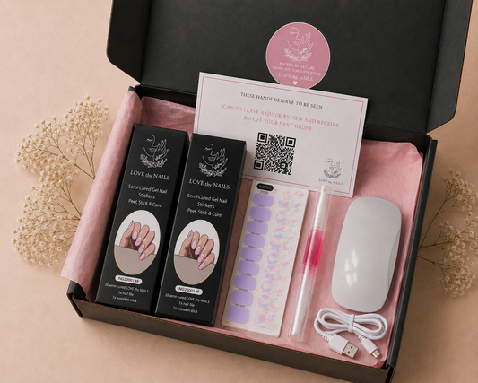 Semi-Cured Gel Nail Starter Kit with UV Lamp & 2 Nail Sets | Love Thy Nails