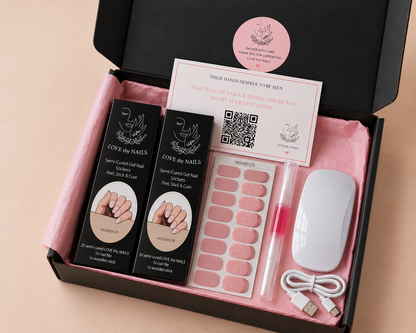 Semi-Cured Gel Nail Starter Kit with UV Lamp & 2 Nail Sets | Love Thy Nails