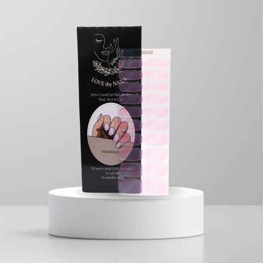 Blush Society blush pink gel nail stickers with Love Thy Nails packaging