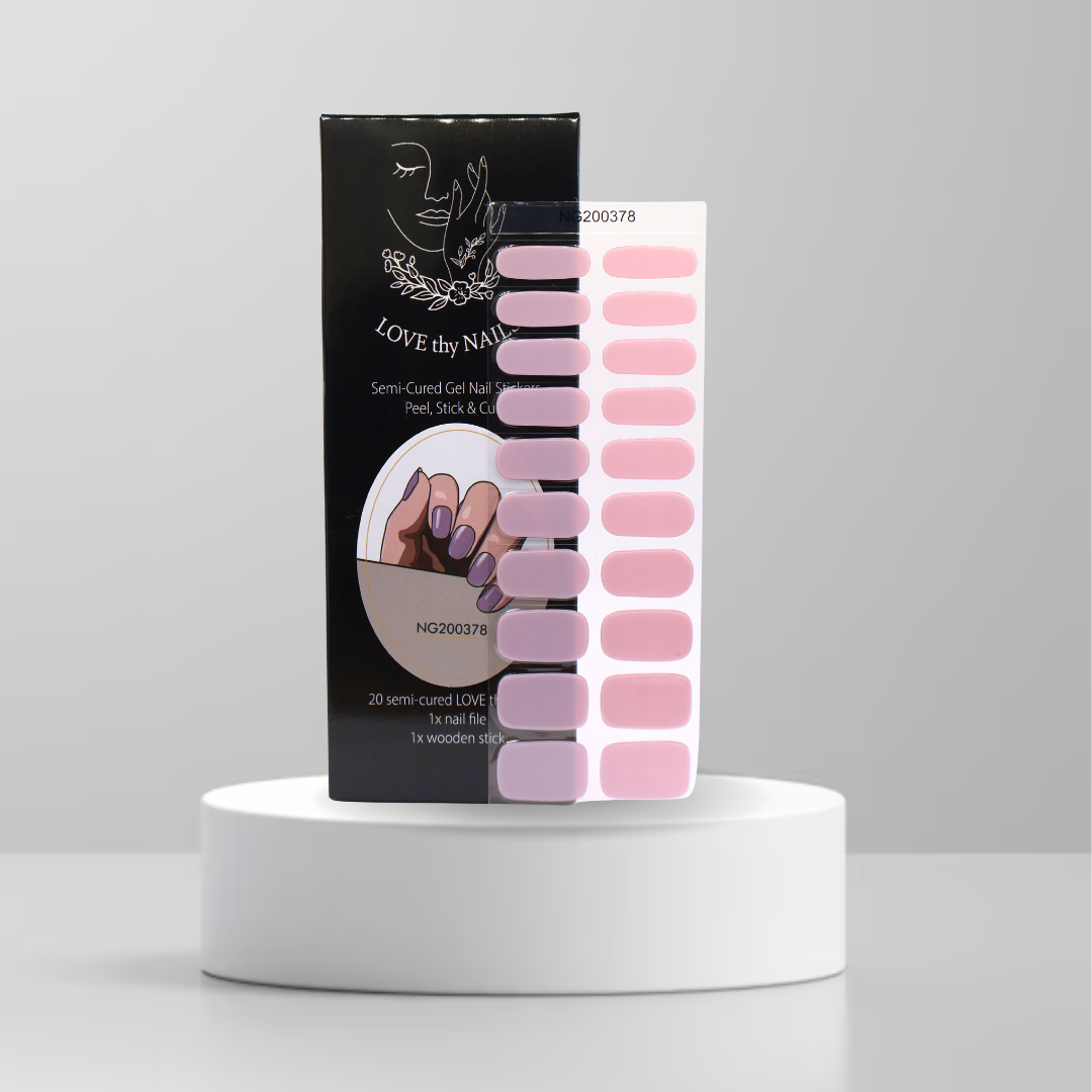 Boss Babe gel nail stickers with neutral tones and gold detail in Love Thy Nails packaging